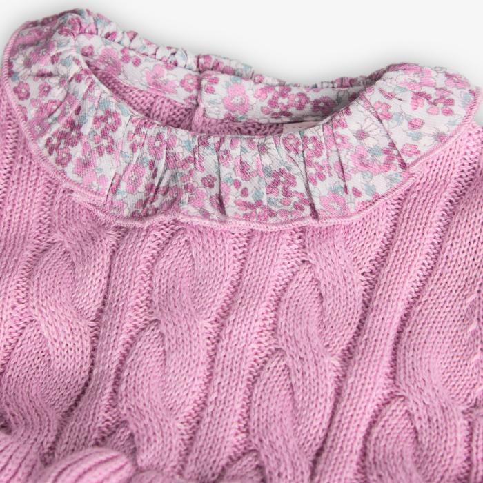 Rochie tricot bebe fetita, model impletit, roz, brand BOBOLI [3]