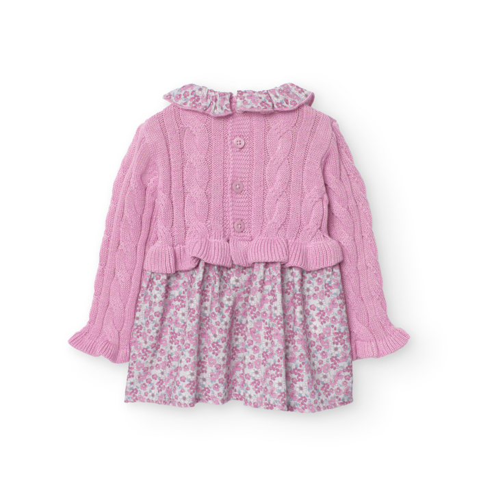 Rochie tricot bebe fetita, model impletit, roz, brand BOBOLI [2]