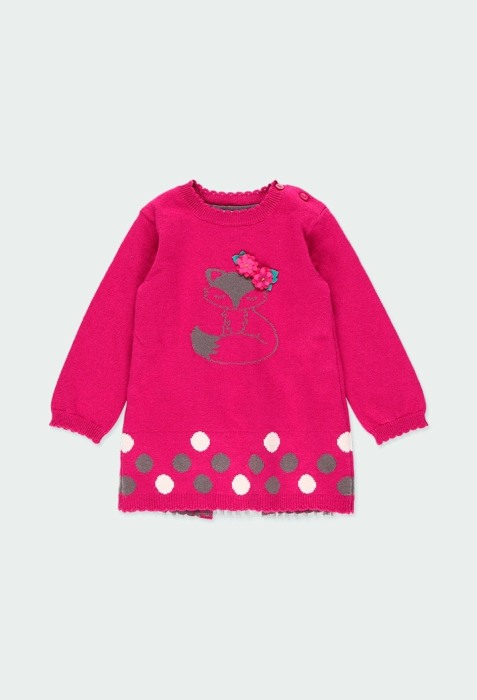 Rochie tricot fete, ciclam cu spatele din tulle gri,Boboli [1]