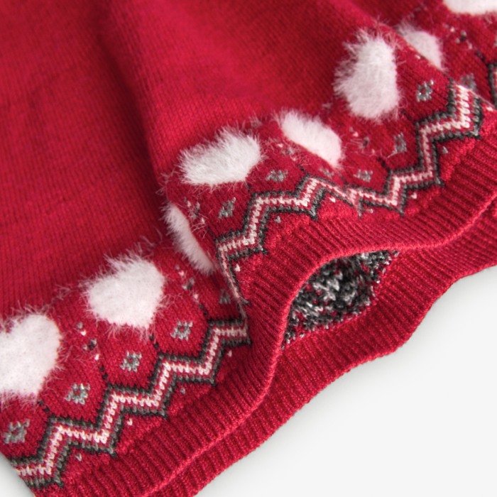 Rochie tricot fete, model cu inimioare albe, rosie, Boboli [5]