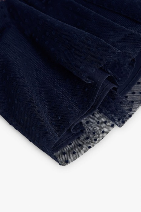 Rochie tricot fin fetite, gama CHIC, imprimeu inimioara, fusta tulle navy, roz, brand Boboli [4]