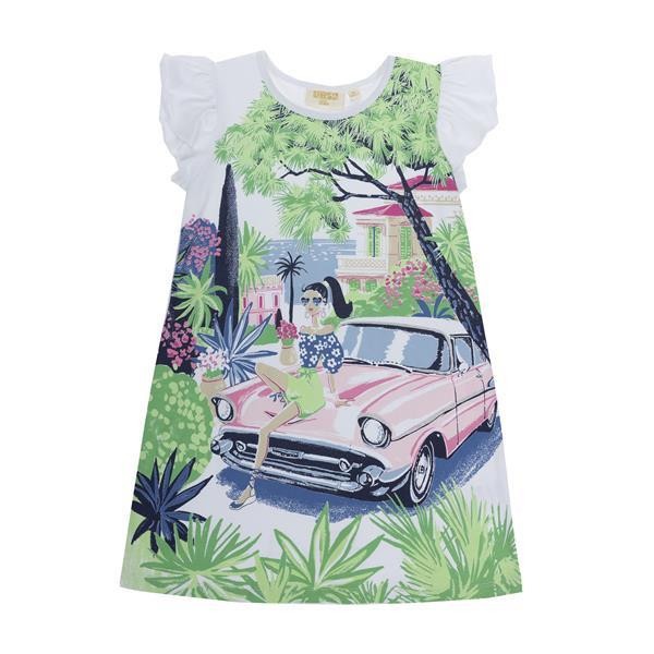 Rochie vara fete, bumbac, maneca scurta, imprimeu palmieri, UBS2 [2]