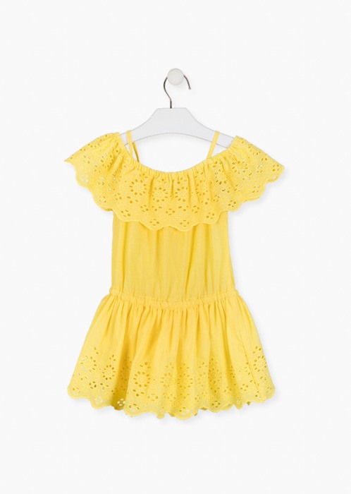 Rochita cu bretele, broderie sparta, galbena [2]