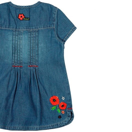 Rochita maneca scurta, denim,maci rosii brodati, Boboli [2]