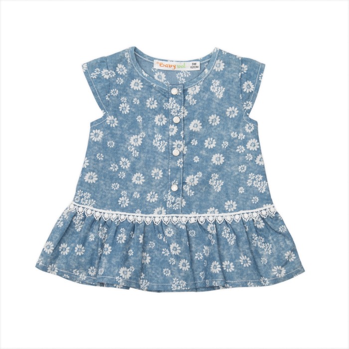 Rochita vara denim cu floricele Babybol [1]