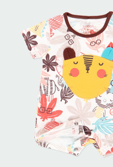 Salopeta bebe 0-24luni , animal print, bumbac organic , Boboli [4]