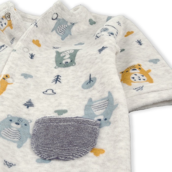 Salopeta bebe baiat, maneca lunga, catifea, Babybol [3]