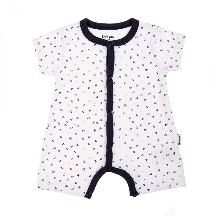 Salopeta bebe baiat maneca scurta, imprimeu ancore, Babybol [1]