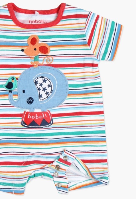 Salopeta bebe baiat,multicolor, aplicatie elefant,Boboli [2]