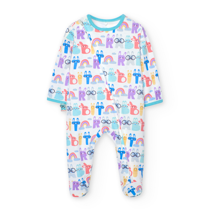 Salopeta bebe bumbac better cotton, unisex, animal print, multicolor, brand Boboli [1]