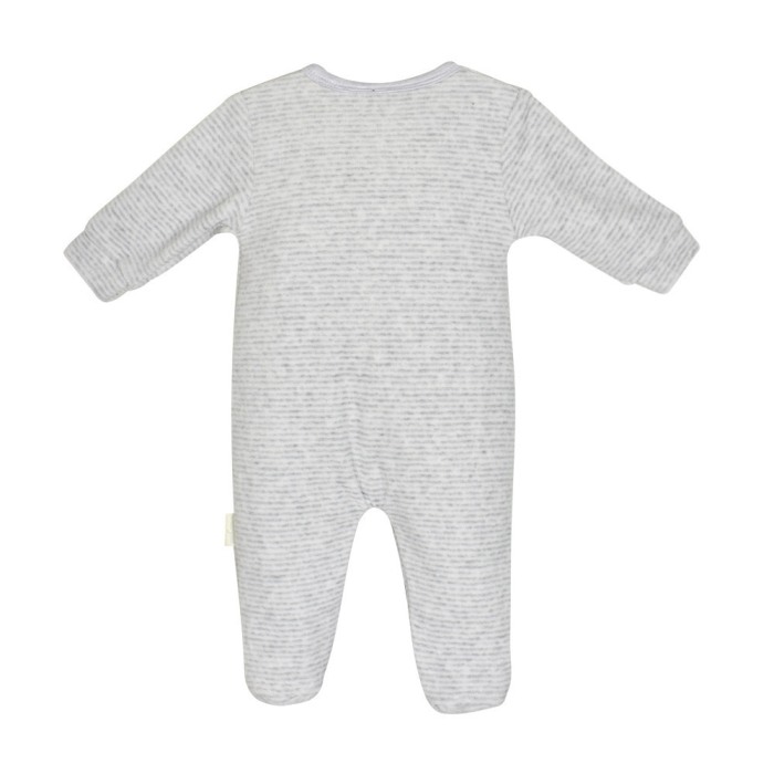 Salopeta bebe catifea Babybol, gri, broderie iepuras [2]