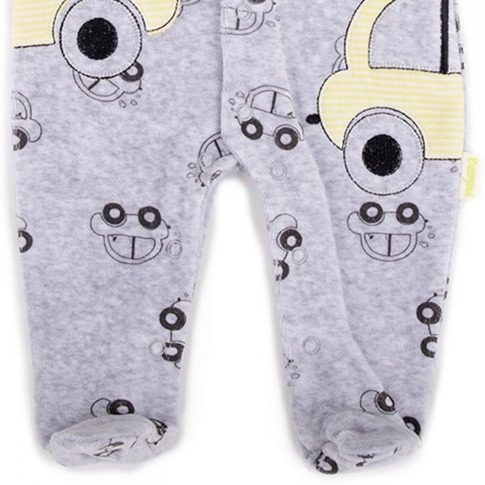 Salopeta bebe catifea , imprimeu masinute,gri/fistic, Babybol [4]