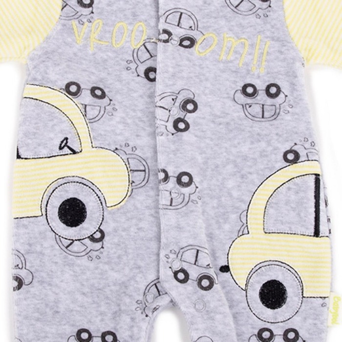 Salopeta bebe catifea , imprimeu masinute,gri/fistic, Babybol [3]