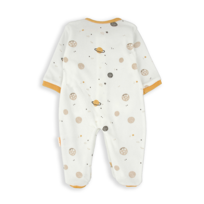 Salopeta bebe cu botosei, bumbac catifelat, imprimeu planete, brand Babybol [2]