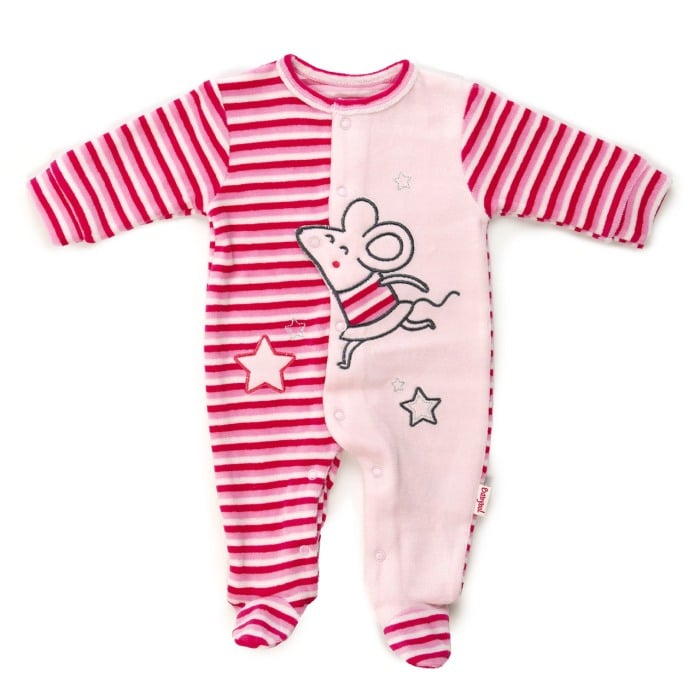 Salopeta bebe fetita, broderie soricel, roz, Babybol [1]