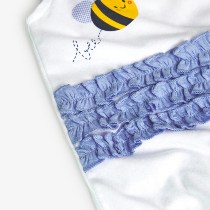 Salopeta bebe fetita, bumbac, imprimeu albinute, Boboli [3]