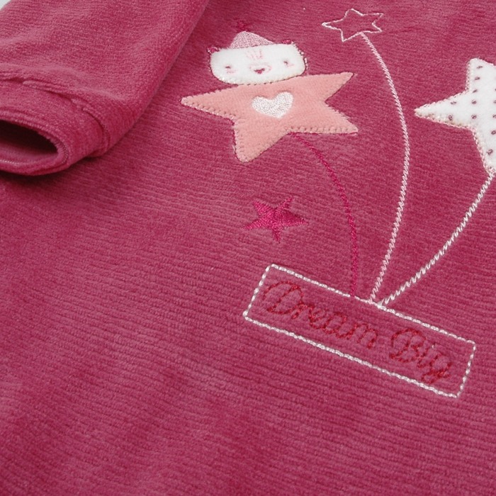 Salopeta bebe fetita cu botosei, bumbac catifelat, aubergine, Babybol [3]