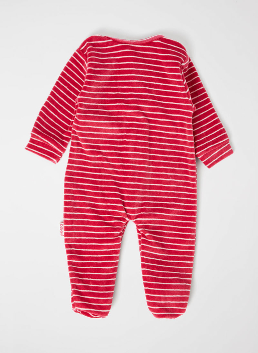 Salopeta bebe fetita cu botosei, bumbac catifelat, broderie aplicata, fucsia, brand Babybol [2]