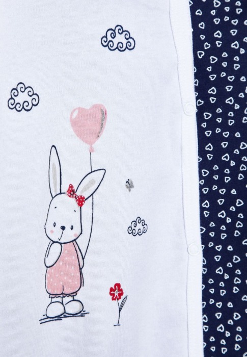 Salopeta bebe fetita, imprimeu iepuras cu inimioare, Babybol [3]