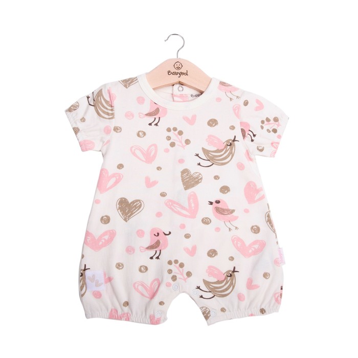 Salopeta bebe fetita, maneca scurta, bumbac, imprimeu puisori, Babybol [1]