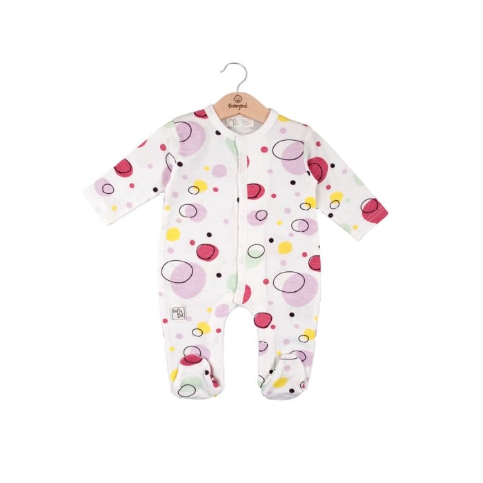 Salopeta bebe maneca lunga cu botosei, imprimeu buline multicolor, Babybol [1]