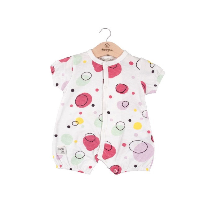 Salopeta bebe maneca scurta, bumbac, buline multicolor, Babybol [1]