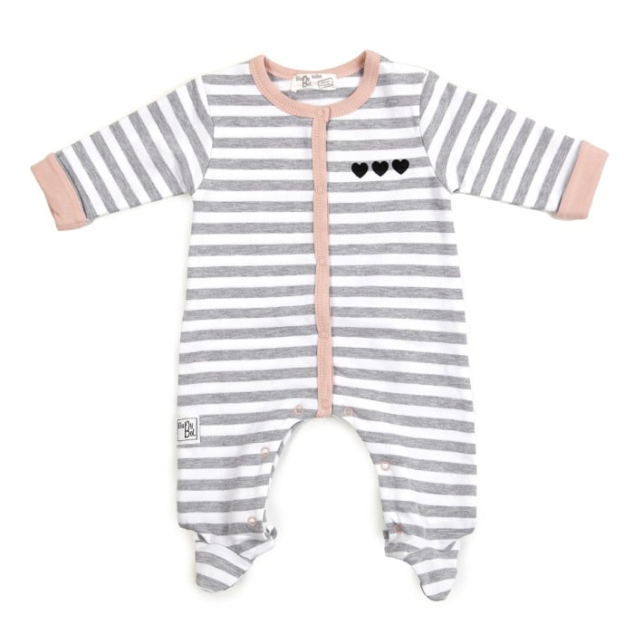 Salopeta bumbac bebe fetita, dungi gri, Babybol [1]