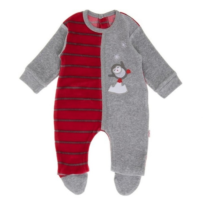 Salopeta cu botosei bebe baiat, broderie pinguin patinator, Babybol [1]