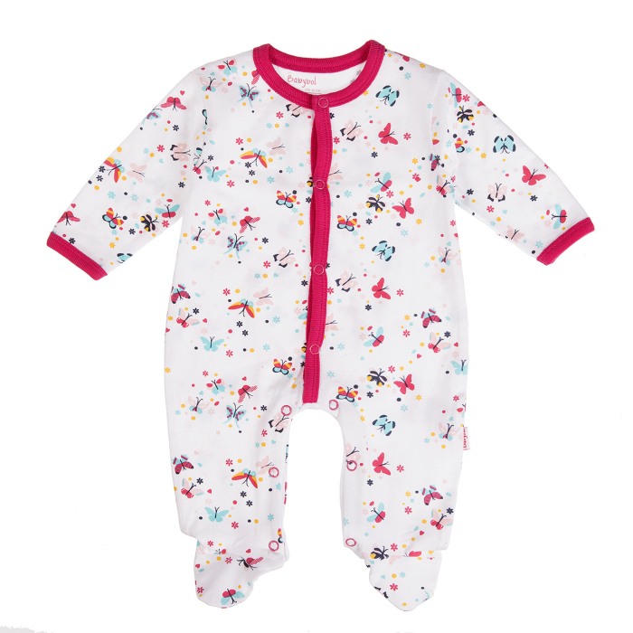 Salopeta fetite 0-12 luni, fluturi multicolori, Babybol [1]