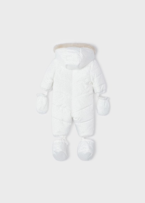 Salopeta iarna bebe fetita, alb cu funda fata, Mayoral [2]