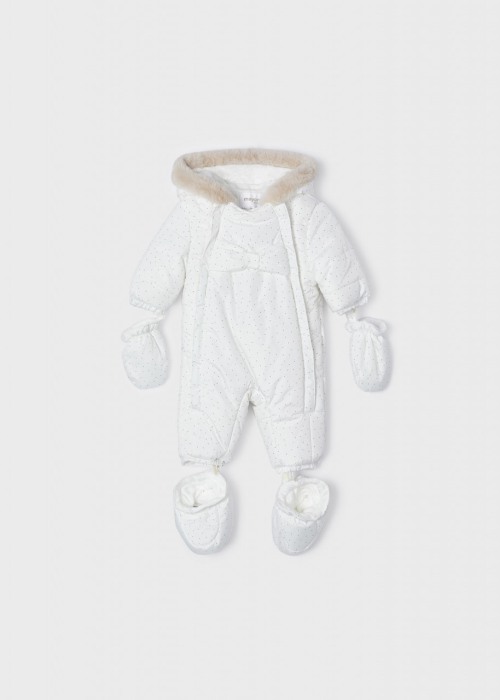 Salopeta iarna bebe fetita, alb cu funda fata, Mayoral [1]