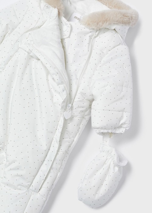 Salopeta iarna bebe fetita, alb cu funda fata, Mayoral [3]