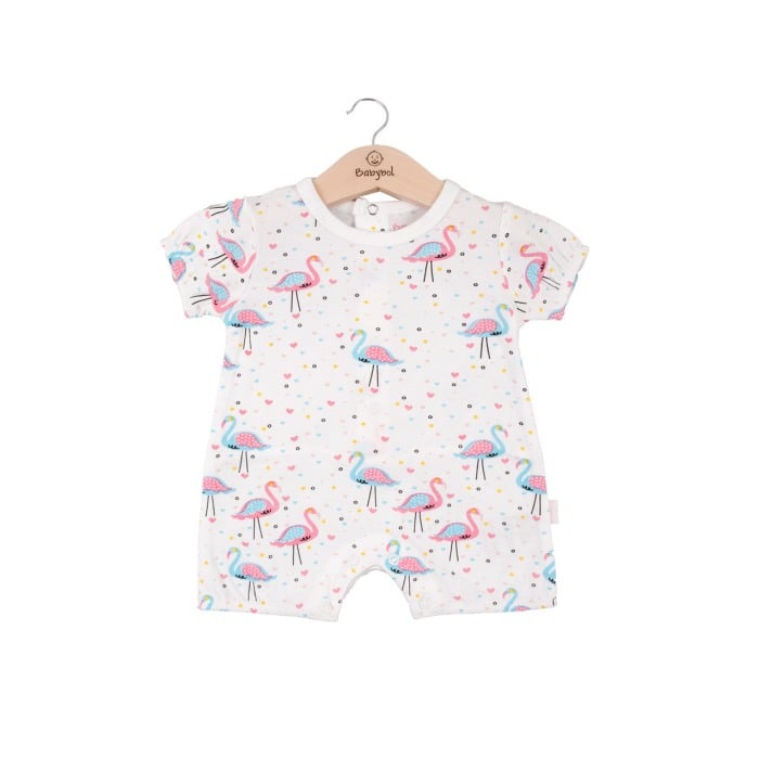Salopeta maneca scurta bebe fetita, imprimeu flamingo,Babybol [1]
