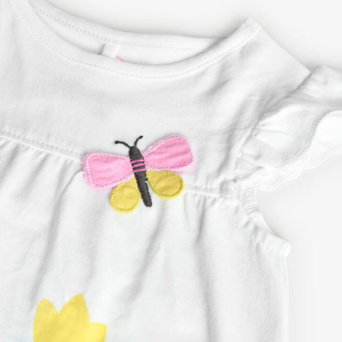 Salopeta maneca scurta bebe fetita, imprimeu lalele, alb, brand Boboli [3]