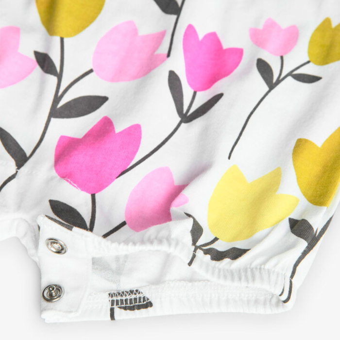 Salopeta maneca scurta bebe fetita, imprimeu lalele, alb, brand Boboli [5]