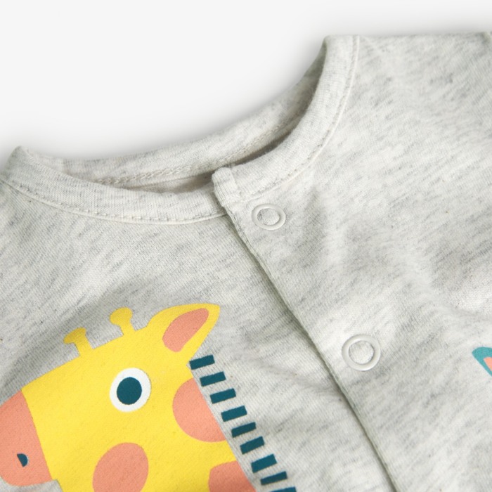 Salopeta nou nascut cu botosei, bumbac better cotton, animal print, gri, brand Boboli. [4]