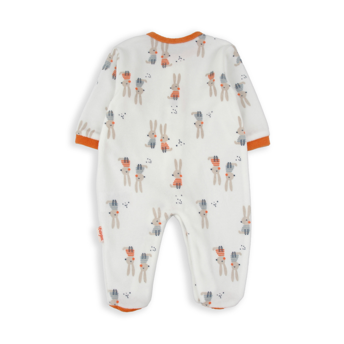 Salopeta nou nascut cu botosei, bumbac catifelat, imprimeu iepurasi, brand Babybol [2]