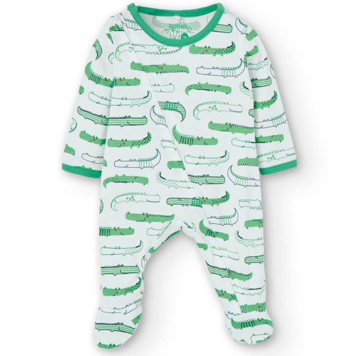 Salopeta tip pijama nou nascut baiat,imprimeu crocodili, Boboli [1]