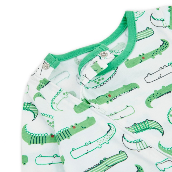 Salopeta tip pijama nou nascut baiat,imprimeu crocodili, Boboli [3]