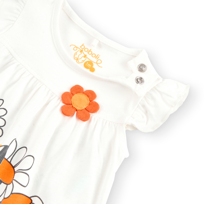 Salopeta vara bebe fetita, bumbac better cotton, imprimeu floral, brand Boboli [3]