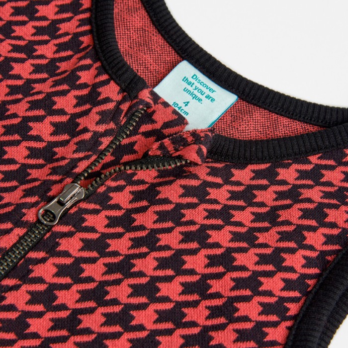 Sarafan fete tricot fin, imprimeu geometric, roz/negru, Boboli [4]