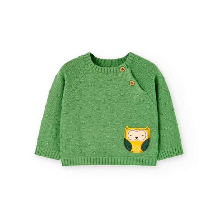 Set 2 piese baiat, pulover tricot verde cu pantalon gri, Boboli [3]