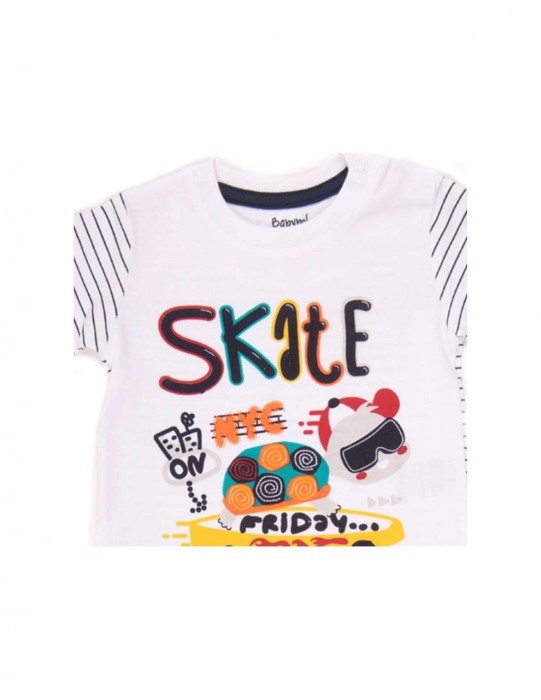 Set 2 piese baiat, tricou maneca scurta cu pantalon scurt galben, Babybol [3]