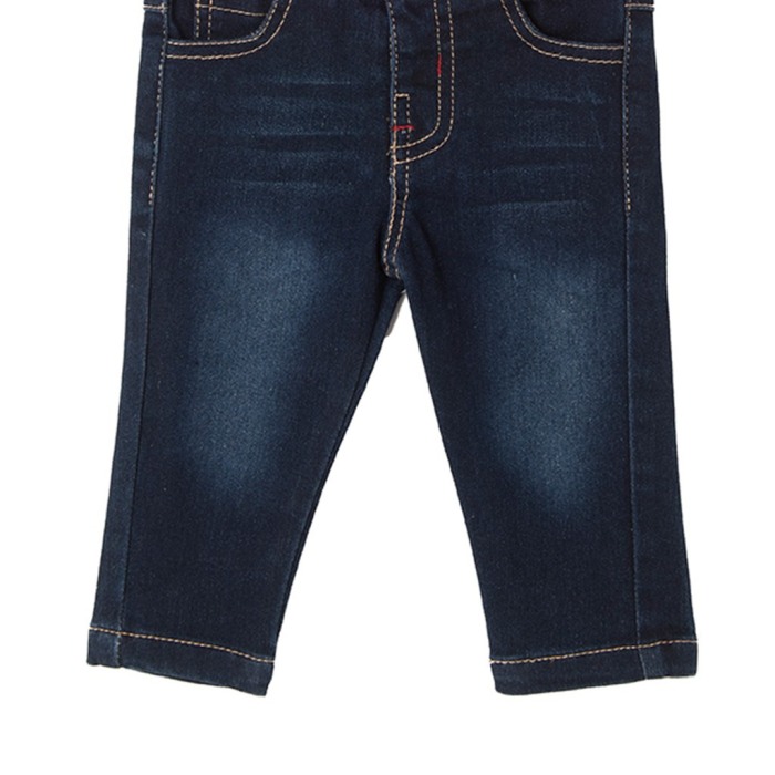 Set 2 piese baiat, tricou polo rosu si blugi strech denim, Babybol [3]