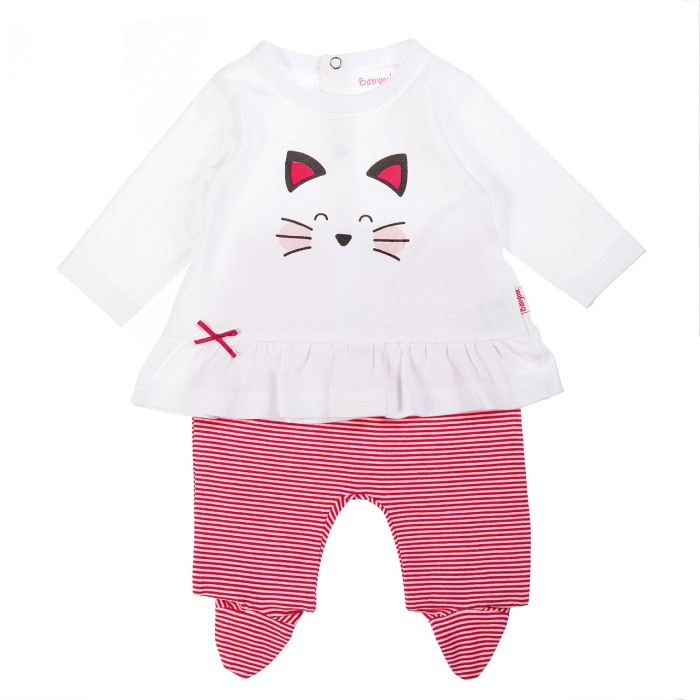 Set 2 piese bebe fetita, imprimeu pisicuta,roz, Babybol [1]