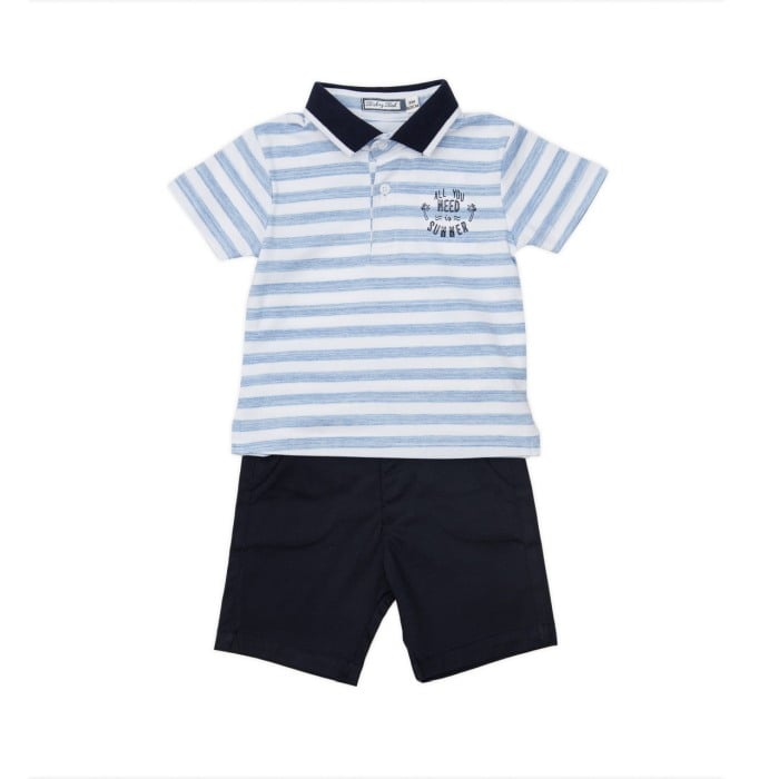 Set 2 piese bebe , tricou polo si pantaloni scurti navy, Babybol [1]