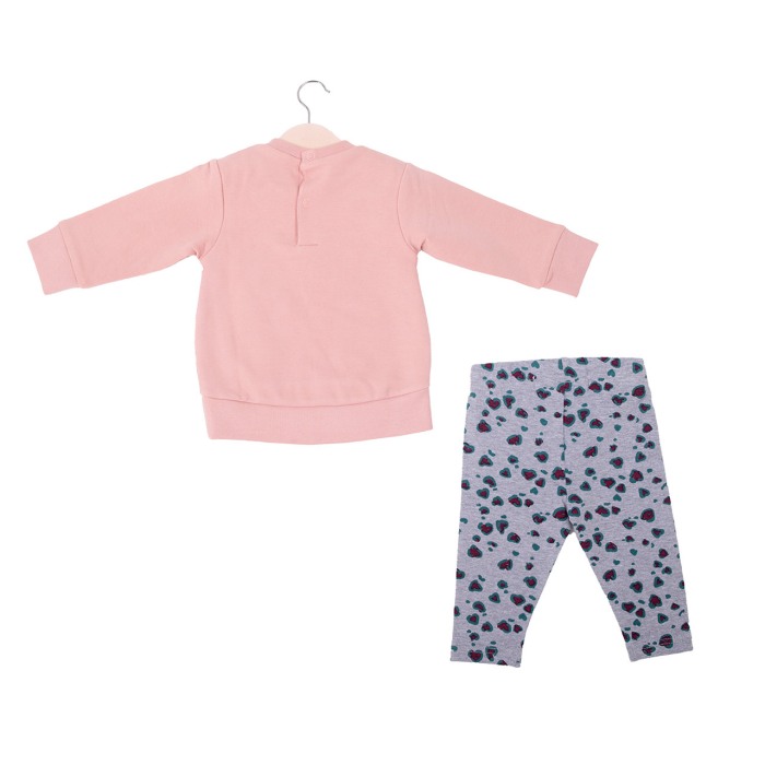 Set 2 piese fetita, hanorac si colant, animal print, roz pudra, Babybol [2]