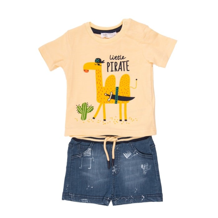 Set 2 piese vara baiat, tricou cu pantalon scurt denim, Babybol [1]