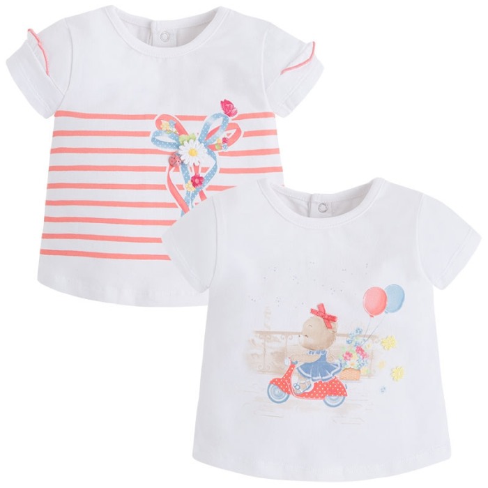 Set 2 tricouri maneca scurta fete 0-12luni, Mayoral, papaya [1]