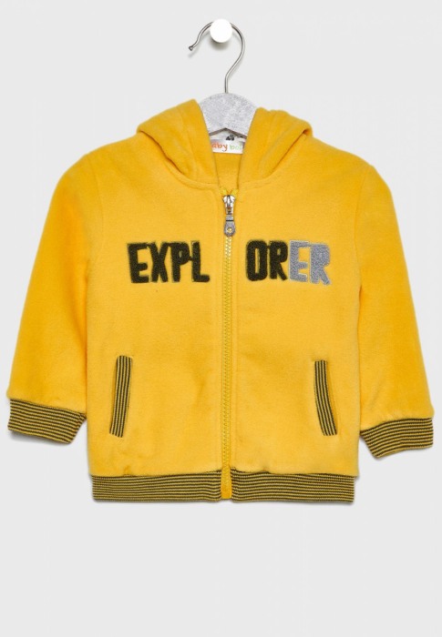 Set 3 piese bebe baiat, hanorac cu gluga galben, Babybol [2]